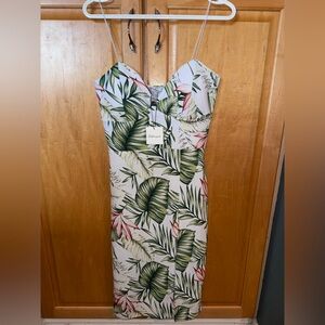 Revamped Green and Pink Leaf Pattern Dress